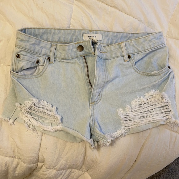 Forever 21 light wash distressed shorts - Picture 1 of 3